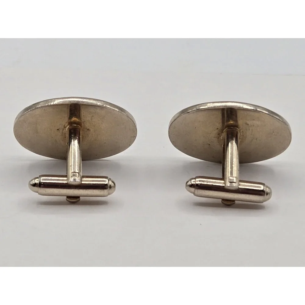 Vtg Automobile Antique Coupe Cufflinks Enamel White Black Red Goldtone Car